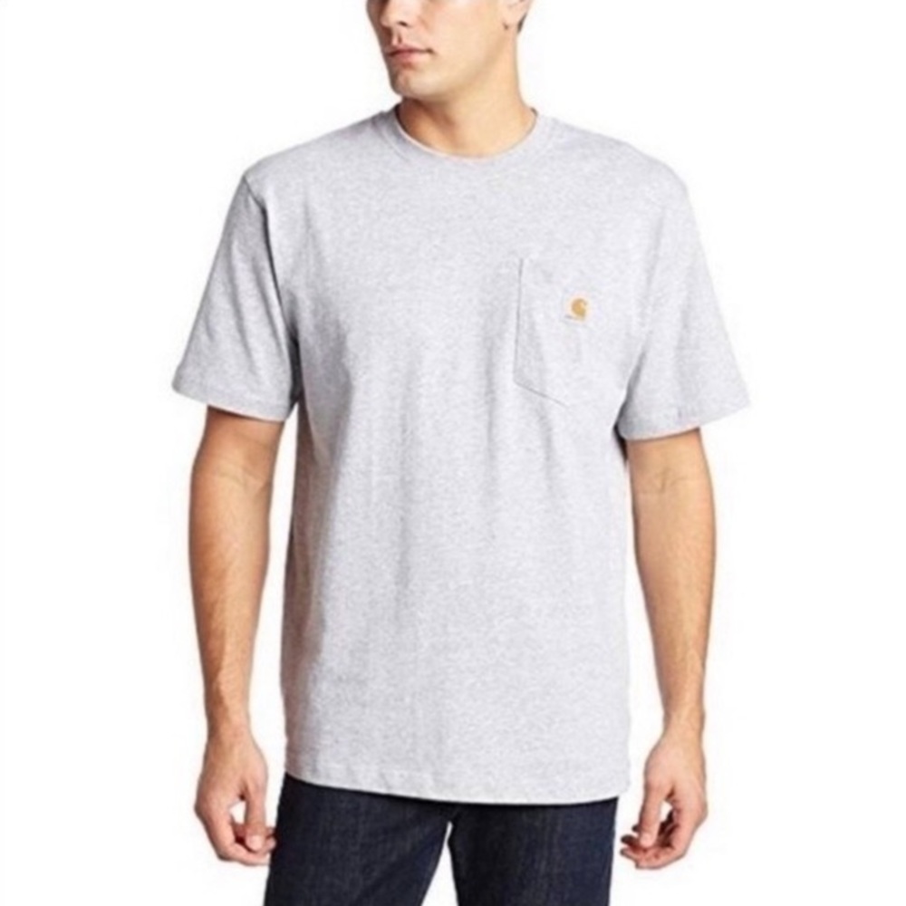 Carhartt Mens Size 2XL Original Fit Grey Basic Workwear Pocket T-Shirt K87-HGY